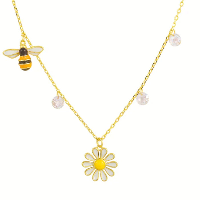 Honeybee Floral Gold Necklace