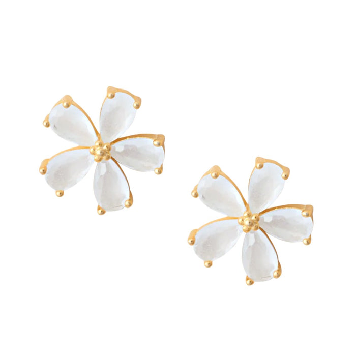 Gold Plumeria Stud Earrings
