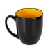 A black ceramic Top Gun Keep ’Em Flying Mug with a yellow interior is shown on a white background. This official Top Gun merchandise features a curved handle on the left side.