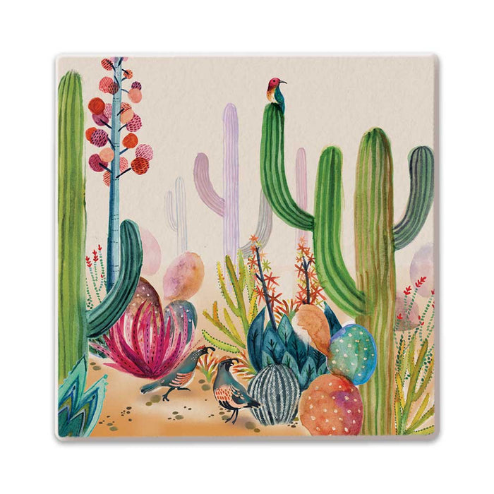 Desert Botanical Garden Watercolor Cactus Coaster