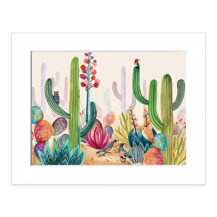 Desert Botanical Garden Watercolor Cactus Matted Print