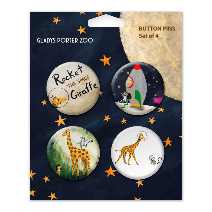 Gladys Porter Zoo Rocket the Space Giraffe Button Pack