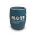 A clear shot glass etched with a shark design and the words “Mote Marine Laboratory,” celebrating Mote’s dedication to marine conservation.