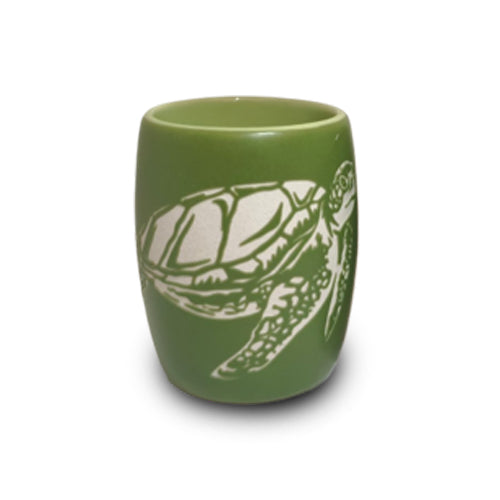 Mote Marine Laboratory Etched Turtle Shot Glass featuring a white turtle illustration, inspired by marine conservation efforts, displayed on a white background.