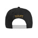 Back view of the Navy SEAL Museum Frogman Rope Cap in black, featuring yellow text that reads “Navy SEAL Museum San Diego, CA” above an adjustable white snapback closure.