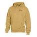 The Navy SEAL Museum Frogman Hooded Sweatshirt is a yellow hoodie featuring a front pocket and the NAVY SEAL INSTITUTE text and logo in black on the upper left chest, inspired by classic Frogman styles from the Navy SEAL Museum.