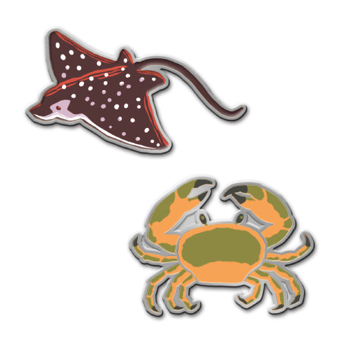 Seattle Aquarium Stingray Crab Pin Set
