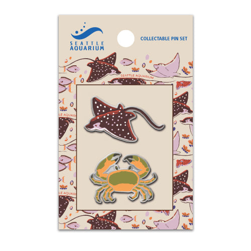 Seattle Aquarium Stingray Crab Pin Set