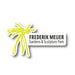 A Frederik Meijer Gardens & Sculpture Park Logo Pin featuring a stylized yellow line-drawing of a plant next to a rectangular sign that reads Frederik Meijer Gardens & Sculpture Park.