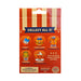 Back of a Stars Stripes and Snacks Mystery Pin package featuring five patriotic-themed cartoon food pins—rocket pop, cheeseburger, hot dog, corn, and pie—from the Americana collection. The text says “Collect All 5!” along with product information and a warning label at the bottom.
