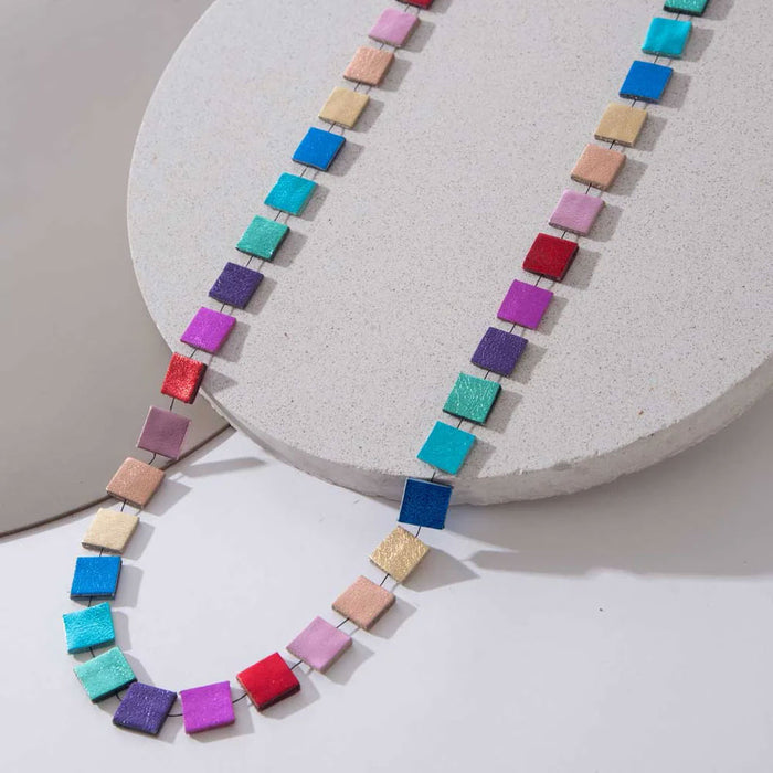 Rainbow Necklace Square Long