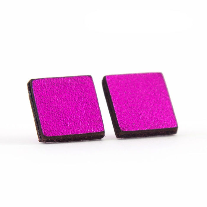 Fuschia Square Earrings