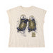Cream-colored sleeveless Oregon Zoo Otter Kiss Women’s T-Shirt featuring an illustration of two otters holding hands.