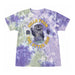 Oregon Zoo Otter Side Youth T-Shirt in purple and green tie-dye, featuring a graphic of a waving otter with text that reads Hello from the other side and Oregon Zoo.