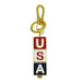 Show your patriotic spirit with the USA Block Spinner Bag Clip—a gold keychain featuring red, white, and blue blocks spelling "USA." It attaches easily to keys or bags and doubles as a fidget tool for on-the-go use.
