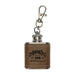Introducing the USS Midway Museum America’s Birthday Concert Series Flask—a small brown leather flask keychain with “America Since 1776, United 250 Years, USS Midway Museum” printed on the front. It features a sturdy metal clasp at the top, making it an ideal keepsake for aviation enthusiasts and collectors celebrating naval aviation history from this iconic aircraft carrier museum.
