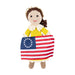 The Betsy Ross House Crocheted Doll is a charming handmade keepsake, featuring a doll in a yellow dress and white bonnet holding a Betsy Ross American flag with 13 stars in a circle and 13 red and white stripes—a perfect addition to any collection.