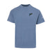 Light blue short-sleeve National Museum of the Marine Corps Building T-Shirt featuring a small, colorful flag graphic on the left chest and a white logo on the left sleeve. This relaxed-fit tee with a crew neckline makes a perfect Marine Corps souvenir from the National Museum of the Marine Corps.