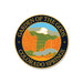 Circular badge with GARDEN OF THE GODS COLORADO SPRINGS around an illustration of red rock formations, green hills, and a snow-capped mountain under a blue sky—a stunning tribute to one of Colorado’s most iconic landmarks. The perfect keepsake, this Garden of the Gods Gateway Rocks Pin is ideal for commemorating your visit during the 150th Anniversary celebration.