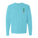 The Desert Botanical Garden Will Beger Cactus T-Shirt is a light blue long-sleeve shirt featuring a small, minimalist green cactus in a brown pot graphic on the upper left chest—an ideal choice for fans of simple style and the unique charm of the Desert Botanical Garden.