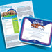 Two documents on a blue background: an info sheet with facts about the Eastern Copperhead and a certificate reading "Adopt an Animal, Discovery Place Recognizes," featuring an image of a snake at the top. The Discovery Place Eastern Copperhead Snake Adoption Kit is a symbolic adoption that supports wildlife conservation efforts for the Eastern Copperhead and other native species.