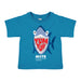 Introducing the Mote Marine Laboratory Yum Yum Shark Toddler T-Shirt: a blue t-shirt for toddlers featuring a lively cartoon shark with sharp teeth and “YUM YUM” boldly printed in red inside its mouth. Below the design, white text reads “MOTE Science Education Aquarium,” celebrating Mote Marine Laboratory and inspiring ocean conservation in young children.