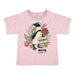 The Mote Marine Laboratory Tattoo Penguin Toddler T-Shirt features a light pink design with an adorable penguin surrounded by vibrant flowers and leaves, a cheerful “Always Chill” banner, and the official Mote Marine Laboratory Science Education Aquarium logo—making it the perfect way to introduce little ones to marine biology in style.
