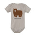 Outfit your baby in the Lincoln Park Zoo Brown Bear Infant Onesie—a beige onesie for infants, adorned with a charming cartoon brown bear above the words “Lincoln Park Zoo” on the front.