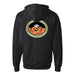 The Garden of the Gods Kissing Camels Hooded Zip Sweatshirt features a circular patch design on the back depicting red rock formations, an astronaut helmet, stars, and the text “KISSING CAMELS GARDEN OF THE GODS” encircling the image. This unique zip hoodie celebrates the iconic landscape of Garden of the Gods in Colorado Springs.