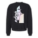 Edge NYC Foil Bauhaus Women’s Crew Sweatshirt featuring a sleek pastel geometric outline of a skyscraper on the front and “Edge NYC” vertically printed in foil on the back—New York skyline apparel inspired by Bauhaus style.