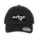 The Edge NYC Pearlescent Logo Patch Cap is a black hat featuring a rectangular, pearlescent patch with “edge NYC” in white and light blue lettering. A circular sticker on the brim reads “AUTHENTIC CLASSIC,” making it an excellent New York City souvenir.