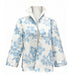 Introducing the Plumeria Blue Short Jacket, crafted with a subtle crinkled texture and adorned with bold, light blue tropical flowers. This island-inspired piece features long sleeves, an open front, and a wide, turned-up collar for effortless style.