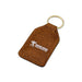 Brown rectangular leather Frederik Meijer Gardens & Sculpture Park American Horse Key Fob with a gold keyring, featuring a white logo and the text Frederik Meijer Gardens & Sculpture Park.