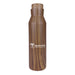 A brown wood-grain Frederik Meijer Gardens & Sculpture Park American Horse Water Bottle with a matching cap and the logo printed on the side.