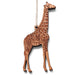 The Tulsa Zoo Giraffe Wooden Ornament features engraved spots, "Tulsa Zoo" on its side, and includes a top string for easy hanging—a charming wooden keepsake for any space.