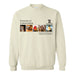 The cream-colored Tulsa Zoo Portraits of Conversation Crew Sweatshirt features a tiger, monkey, parrot, sloth, and cheetah—ideal for animal lovers who support wildlife conservation.