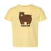 The Tulsa Zoo Bear Toddler T-Shirt is a light yellow tee with a cute cartoon brown bear above the words "Tulsa Zoo" in bold black letters.