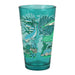 Seattle Aquarium Old Stove Brewing Co. Pint Glass featuring teal-colored illustrations of an underwater scene with a spotted seal, fish, coral, seaweed, a stingray, and seashells—perfect for Seattle Aquarium or Old Stove Brewing Co. fans.