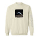 Cream-colored Artemis Crew Sweatshirt featuring a rectangular graphic of the Earth rising over the moon’s surface on the chest and the text EARTHSET printed vertically down the left sleeve.