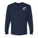 Show your support for marine conservation with the Seattle Aquarium Old Stove Brewing Co. T-Shirt—a navy blue long-sleeve shirt featuring the Seattle Aquarium logo in white on the upper left chest area.