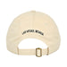 A beige cotton dad hat from The Mob Museum Two-Tone Dad Cap collection, viewed from the back and featuring “LAS VEGAS, NEVADA” embroidered in black above the adjustable strap and brass buckle, this classic accessory is a stylish tribute to the iconic museum.