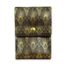 Introducing The Mob Museum Playing Card Holder—a compact, rectangular pouch adorned with a gold and black Art Deco fan pattern, finished with a flap secured by a round metallic button clasp. This stylish accessory is perfect for holding playing cards, capturing the timeless glamour of organized crime history celebrated at the Mob Museum.