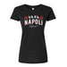 The Mob Museum Va Fa Napoli Women’s T-Shirt features the phrase “Va Fa Napoli Capisce?” in striking white and red lettering, accented by two red roses flanking the word “Napoli.” Designed for fans of mob history, this bold black women’s t-shirt is a stylish choice for a night out or your next visit to the Mob Museum in Las Vegas.