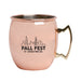 The Lincoln Park Zoo Fall Fest Camper Mug is a copper-plated mug with a gold handle, featuring a black city skyline and the text “FALL FEST Lincoln Park Zoo”—the perfect souvenir from Lincoln Park Zoo’s Fall Fest.