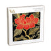 Kimono Flower 6-Pack Notecards featuring an embroidered-style red and gold Japanese floral design on a black background.