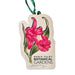 Marie Selby Botanical Gardens Watercolor Sobralia Ornament, a die-cut design featuring a watercolor illustration of a pink Sobralia orchid with green leaves, printed with the plant’s scientific information.
