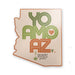 Desert Botanical Garden Yo Amo AZ Sticker, a die-cut sticker shaped like Arizona featuring the text YO AMO AZ with a heart and an agave icon.