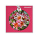 Presenting the “Naples Botanical Garden John Eder Ornament”—a decorative piece featuring a photograph of pink and white plumeria flowers set against a vivid pink square background, adorned with a white ribbon and the word “ORNAMENT” in the upper right corner, inspired by the vibrant blooms at Naples Botanical Garden.