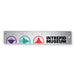 Introducing the Intrepid Museum Ruler—a silver ruler featuring black measurement markings, vibrant silhouette icons of ships and planes, and bold black INTREPID MUSEUM text on the right. This educational accessory honors scientific innovation.