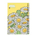 Desert Botanical Garden Superbloom Spiral Notebook with a yellow cover featuring illustrations of white cactus flowers.